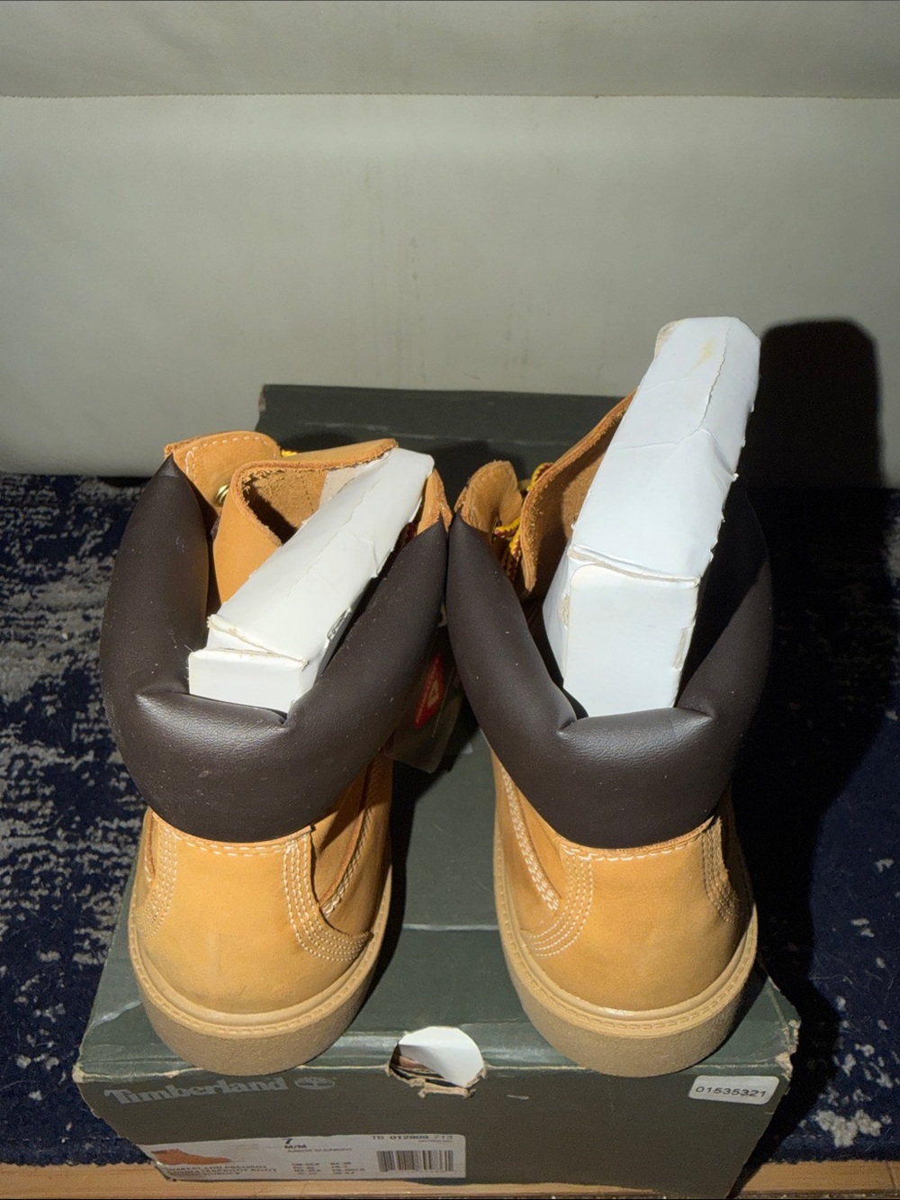 Timberland Wheat Nubuck Ankle Work Boots with Dark Brown Collar - Picture 4 of 6